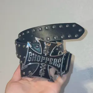 Black West Coast Choppers Belt iron cross studded