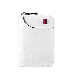 Crocodile Embossed RFID Card Holder – 11 Slot PU Leather ID Wallet for Women, Slim Anti-Theft Credit Card Case with Gold Accents, Gift for Modern Women