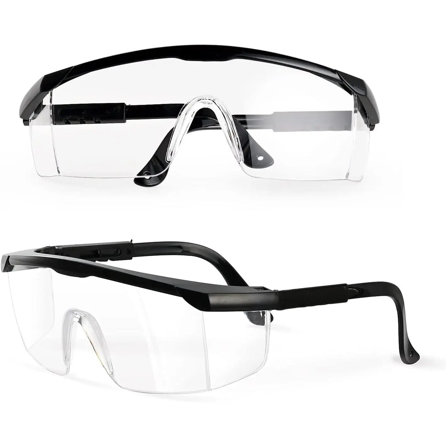 2 Pack Safety Glasses for Men and Women, ANSI Z87 Anti-fog Eyewear with Scratch Resistant Clear Wraparound Lenses, Adjustable Lab Goggles, UV Protection