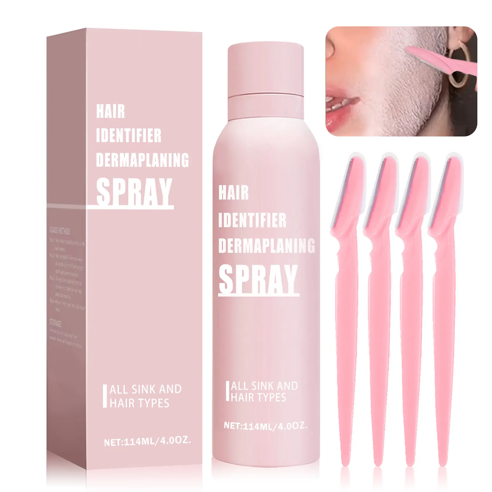 QIUFSSE Hair Identifier Spray for Dermaplaning & Shaving, Moisturizing Pre-Shave Cosmetic for Face and Body Hair Removal, Moisturizer, Body Care, Beauty Products, Smooth Shaving, Liquid, Face-Safe Shaving