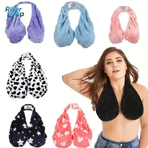1 Pack Convenient Water Absorbing And Breathable Towel Bra Suitable for Beach, Sports, Indoor Daily Wear And Feeding, Towel Hanging Neck, Chest Wrapping, Neck Strapless, Double-sided Plush Super Soft And Warm, Suitable for Beautiful Women