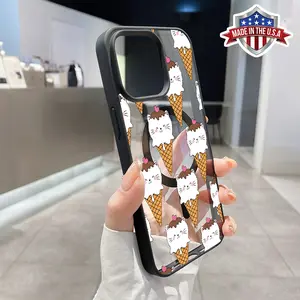 Magnetic Phone Case for iPhone 15 Plus 16 Pro Max 14 13 12 11 X XS XR Ice Cream Cute Kitten Pattern TPU Shockproof Anti-Scratch Stylish Smartphone Cover