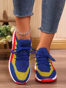 Women's Cushioned Athletic Running Shoes, Breathable Mesh Workout Sports Sneakers, Anti-Slip Arch Support Fitness Trainers, Thick Sole Design, Sporty Running Shoes
