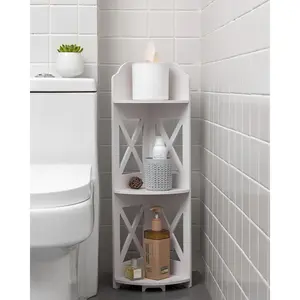Corner Shelf Stand, Storage Organizer Great for Bathroom, Corner Shelf Perfect for Small Space,Waterproof Stand Also Use for Toilet Paper Stand,White