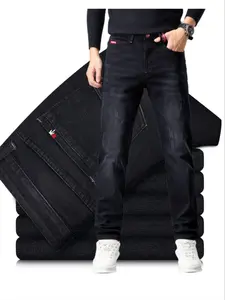 Men's Regular Fit Solid Pocket Jeans, Casual Comfy Denim Pants for Daily Wear, Fashion Men's Bottoms for All Seasons, Plain Denim Trousers