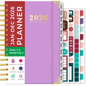 2026 Daily & Monthly Planner/Calendar, January 2026 - December 2026 Hardcover Planner Book With Monthly Tabs, Inner Pocket, Flexible Cover, A5 Compact Size (8.4"x5.7"), Perfect For Women & Men