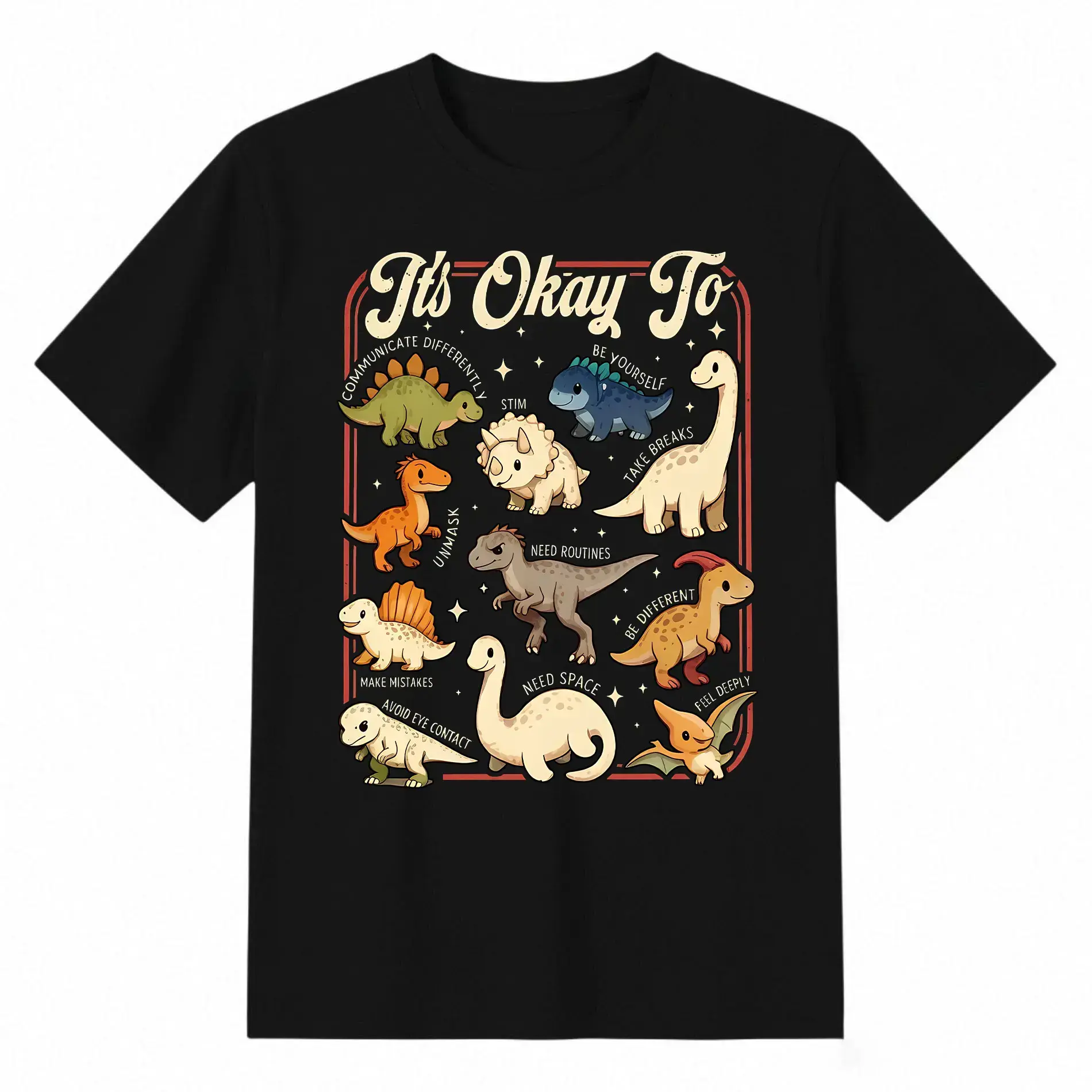 Dinosaur Autism Acceptance T-Shirt, Neurodiversity Pride Tee Statement Piece