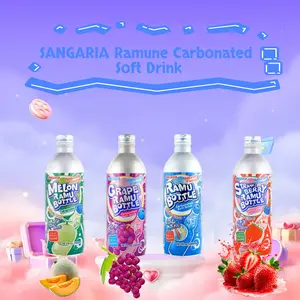 SANGARIA Japanese Ramune Soda Grape Flavor 16.9oz Carbonated Drink Sweet Fruit Beverage Classic Nostalgic Taste Refreshing Sweet Fruit Beverage