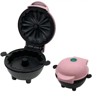 Electric Mini Cake Maker Double Side Quick Heating Non-stick Surface Easy to Clean for Breakfast Parties Snacks Pink