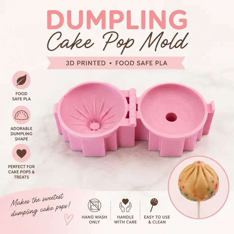 Dumpling Cake Pop Mold, 3D Printed Food Safe PLA Cake Pop Maker, Viral Dumpling Treat Mold, Cake Pop Shaper, 2 Sizes