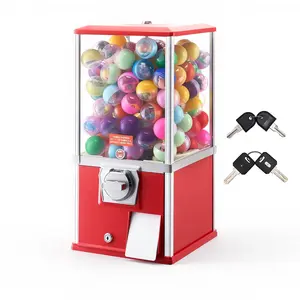 VEVOR Retro Coin-Operated Gumball Machine, 21-in Candy Vending Dispenser with Adjustable Feeder & PS Jar, 25-Cent Unit Holds 180 1.77-in Spherical Candies for Shopping Malls, Amusement Parks