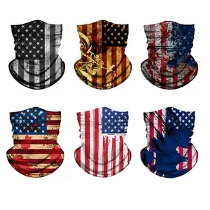 [Father's Day Gift] 6-Pack Patriotic Flag Series Neck Gaiter – UV Protection Cooling Face Mask & Seamless Balaclava for Men & Women. Breathable Headband & Sun Shield for Fishing, Hiking, Biking & Outdoor Sports. Flag Print Design.