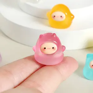 Pink cute handmade decoration mini elf ghost night light cute granule desktop car ornament resin crafts