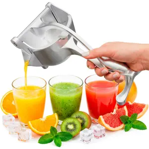 Hand Juicer Squeezer with Ergonomic Heavy Duty Handle – 20 oz Bowl Aluminum Lemon Juicer with Pour Spout for Mess-Free Pouring - Manual Citrus Press for Lemon, Orange, Lime, Grapefruit, Pomegranate