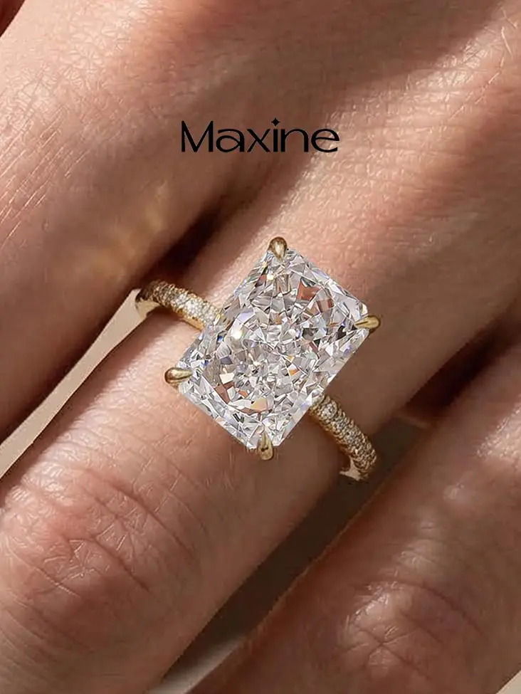 MAXINEJEWELRY 7.0ct Radiant Cut 5A Cubic Zirconia Engagement Ring, Women's Promise Jewelry for Proposal, Wedding, Daily Wear, Engagement Ring