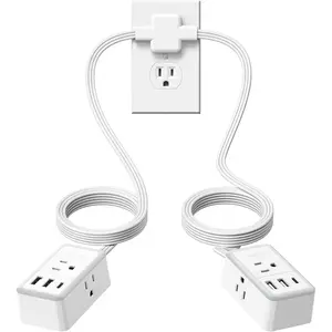 NTONPOWER Twin Extension Cord Splitter 12 / 18 FT, with 6ft Dual Extension Cord on Each Side 3 Widely Outlets, Double Extension Cord for Home Office Dorm Room