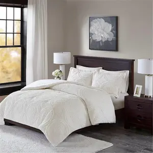 212 MAIN Ultra Soft Embroidered Look Plush Weave Medallion Print Comforter Mini Set - Ivory, Cal King Size, King Size Bed Compatible, Easy Care, Machine Washable