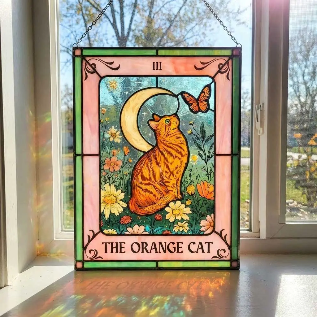 Orange Cat Acrylic Suncatcher Ginger Cat Wall Decor