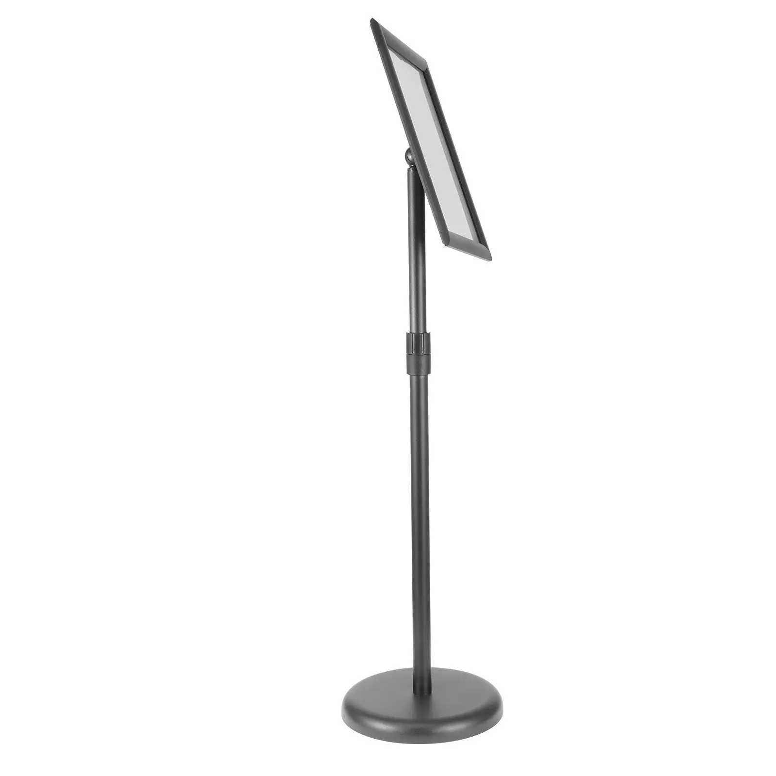 VEVOR Heavy-Duty Aluminum Frame Pedestal Sign Holder, 8.5x11in Vertical-Horizontal Adjustable Floor Stand with Round Base, 32.3-49.2in Height, Corrosion-Resistant, Durable, Sand/Water Fillable for Display, Advertisement, 32.3 - 49.2 Inches Height, Base Fi