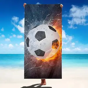 Soccer Ball Pattern Beach Towel, Breathable Quick Drying Swimming Towel, Soft Absorbent Towel for Swimming Pool, Beach, Camping, Travel, Swim Towels