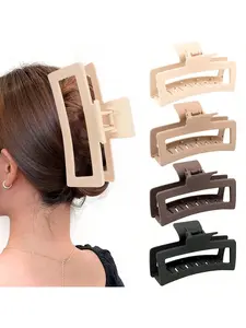 5 Inch Extra Large Claw Clips for Thick Hair, 4 Pack Xl Jumbo Hair Clips, Non-Slip Rectangle Clips for Women, Neutral Color, Strong Hold, Claw Grip