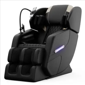 Recliner Chair PU Leather Full Body Massage Chair, Zero Gravity Massage Chair with Airbags and Foot Roller, 6 Fix Point Rollers Recliner Chair