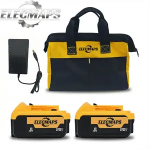 ELECMAPS 8000mAh lithium-ion battery replacement pack, compatible with DeWalt 20V MAX batteries, includes charging cable and storage bag, cordless power tool replacement battery, high capacity, long runtime, shipped from a U.S. warehouse, delivery within