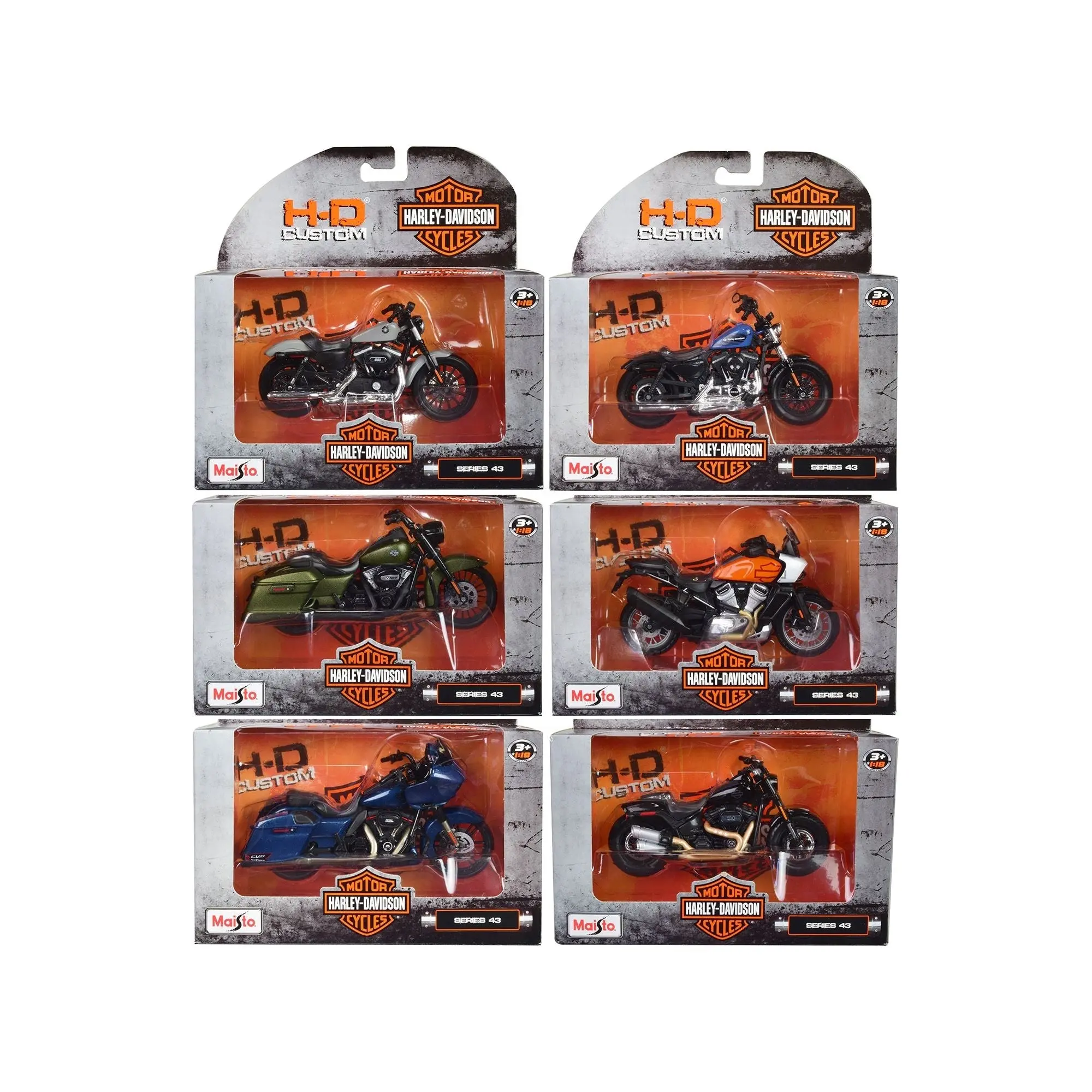 Harley-Davidson Motorcycles 6 piece Set Series 43 1/18 Diecast Models by Maisto