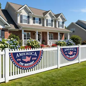 250 year anniversary Birthday Bunting Flag, Patriotic USA Anniversary Fan Banner 1776-2026, Navy Blue Red White, with Brass Grommets 2 Pack
