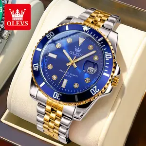 OLEVS Luxury Watches for Men Big Face Stainless Steel Business Dress Analog Quartz Watch with Day Waterproof Luminous Mens Wrist Watch