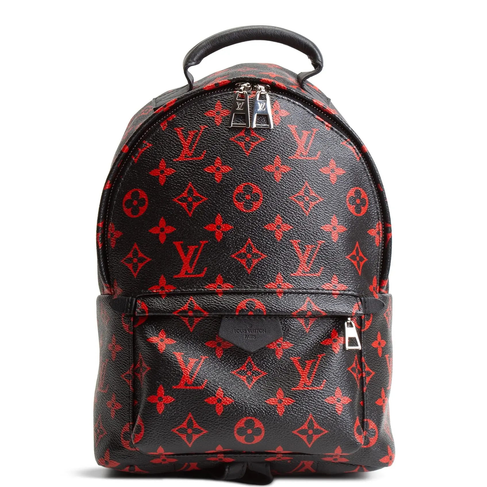 Pre-owned Louis Vuitton Monogram Coated Canvas & Leather Trim Backpacks Infarouge Monogram Palm Spring PM Backpack Black/Red