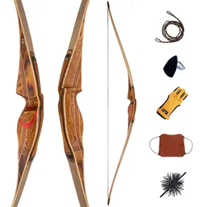 Deerseeker Archery 64" Reflex Deflex Hybrid One-Piece Traditional Longbow with Laminated Bamboo & Clear Fiberglass Limbs Honey Right Hand/Left Hand for Adults 25-60lbs