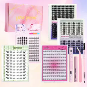 5 Box Eyelash Extension Kit, Fairy Lashes Cluster Set, Mixed Cartoon Lashes, Natural Thin & Dense Style, Reusable D Curl, Super Soft, DIY Beginners, DIY Eyelashes Kit