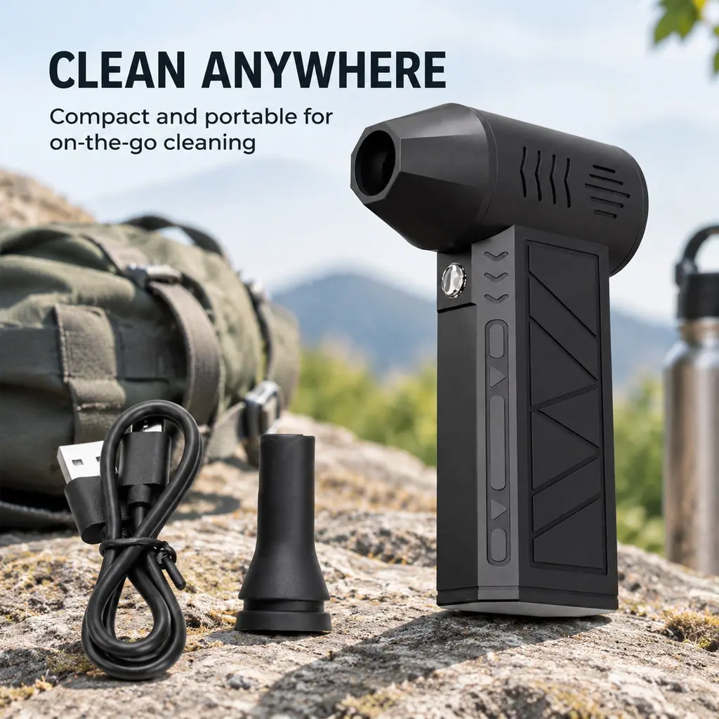 Cordless Turbo Fan Air Duster - Electric ComputerCleaner, Jet Airflow Design, Adjustable Levels,Keyboard Dust Removal Tool, AC Vent DustCleaning Gadget, Home Essential for PCs/Cars