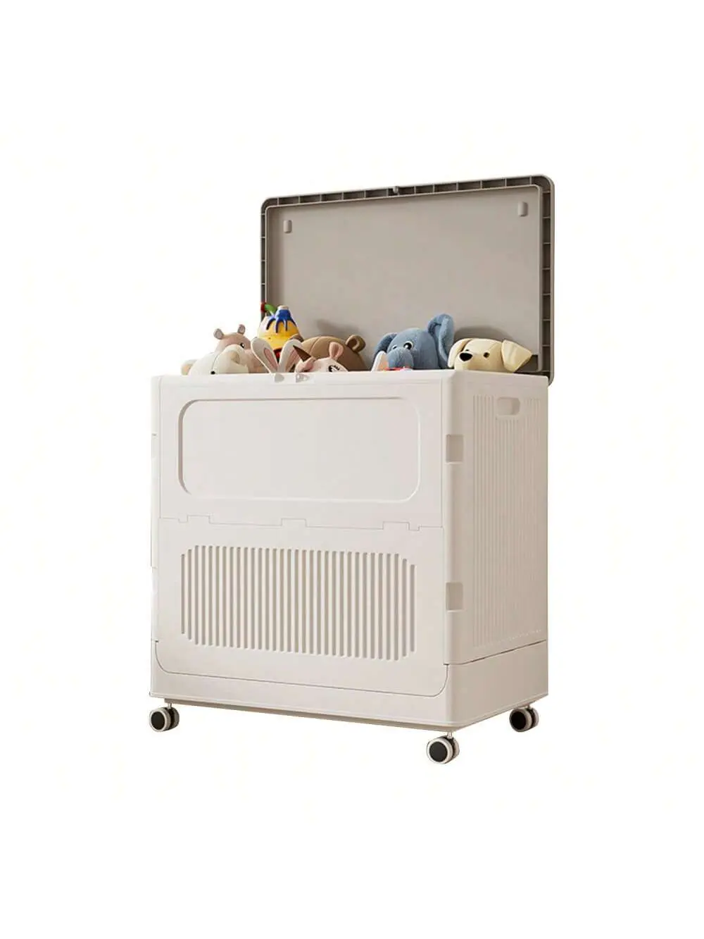 Gaomon 130 QT Extra Large Collapsible Lidded Plastic Storage Container - Sturdy Basket, Moisture-Proof Organiser with Wheels for Stuffed Animal Toys, Living Room Storage Needs