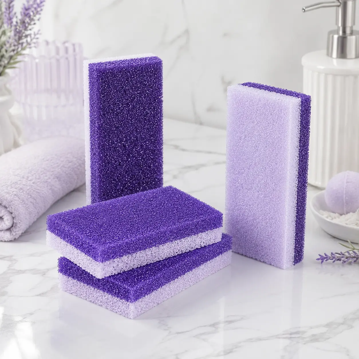 4 Pcs of Foot Pumice Stones and Scrubbers, Durable Exfoliating Pedicure Tools, Home Body - Cleaning Aids for Men and Women