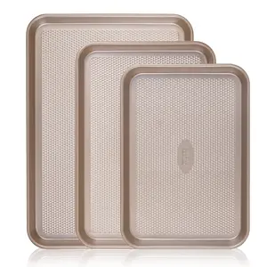 Set of 3 Cookie Sheet Diamond Texture