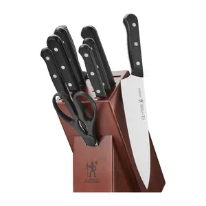 Henckels Solution 10-pc Knife block set, Chef Knife, Paring Knife, Utility Knife, Bread Knife, Black, Stainless Steel