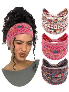 Boho Style Ditsy Floral Pattern Hair Band, Fashionable Hair Accessories for Women & Girls, Casual Versatile Headband for Daily Wear, Adjustable Elastic Headbands, Knotted Headband, Zigzag Headband