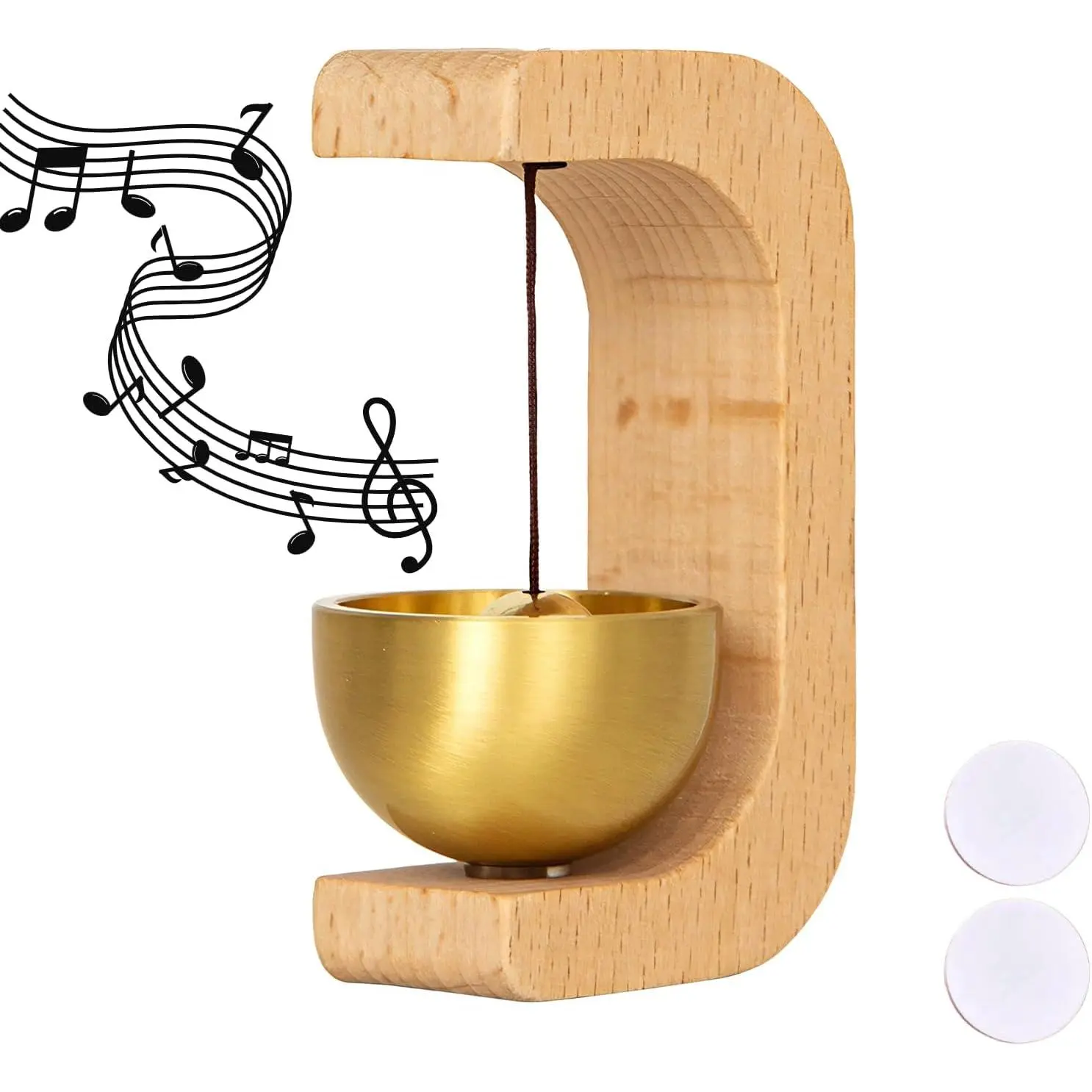 Shopkeepers Bell for Door Opening, Magnetic Wood Doorbell, Wind Chime for Door, Store, Refrigerator, Porch, Garden, Entrance, Restaurant, Office, Housewarming Gift (C-Shaped)