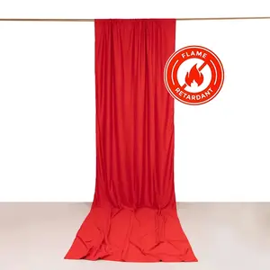 Red Scuba Polyester Backdrop Drape Curtain, Durable Flame Resistant Event Divider Panel Wrinkle Free With Rod Pockets - 5ftx14ft