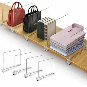 8 Pack  Shelf Dividers for Closet Organization - Clear Adjustable Closet Shelf Separators for Clothes, Handbags  Towels - Durable  Shelf Dividers for Neat Shelves  Storage