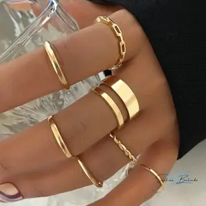 Simple Bands Gold Boho Ring Set