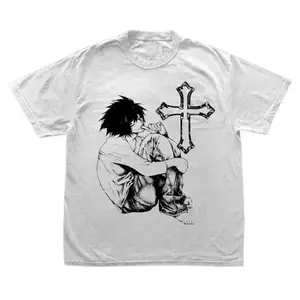 Anime Vintage Graphic Tee, L Lawliet Tee, Death Note Shirt, Manga Anime Shirt, Unisex T-Shirt, Anime Clothing Top Menswear Womenswear Streetwear.Machine Washable, Comfortable Everyday Fashion Tee, Everyday Tshirt |Bold Letter Print |T Shir Cotton,Birthday