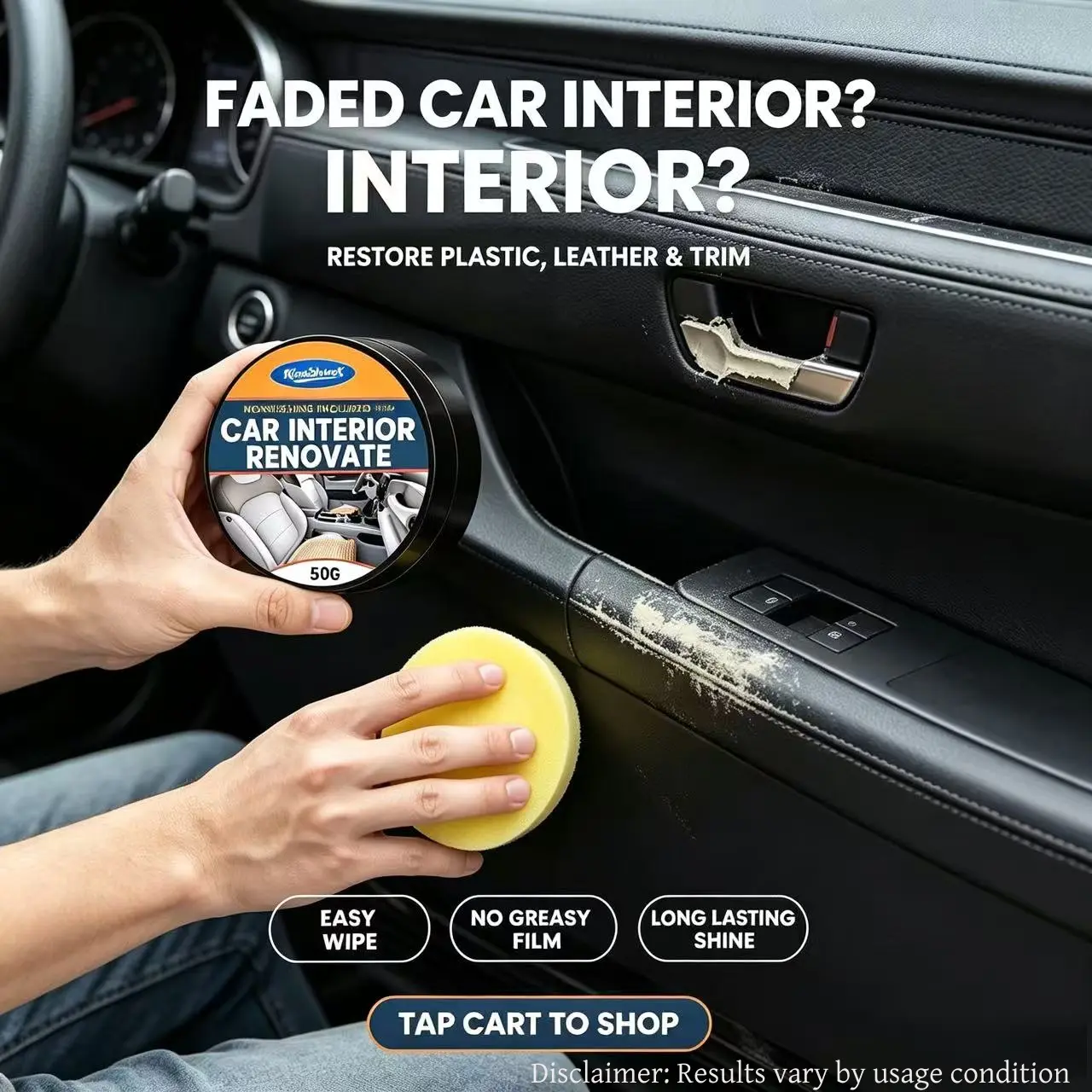 Car Interior Plastic Restorer, Vinyl Trim Restorer, Dashboard Polish, Door Panels Care, Console Renovator, Faded Interior Repair