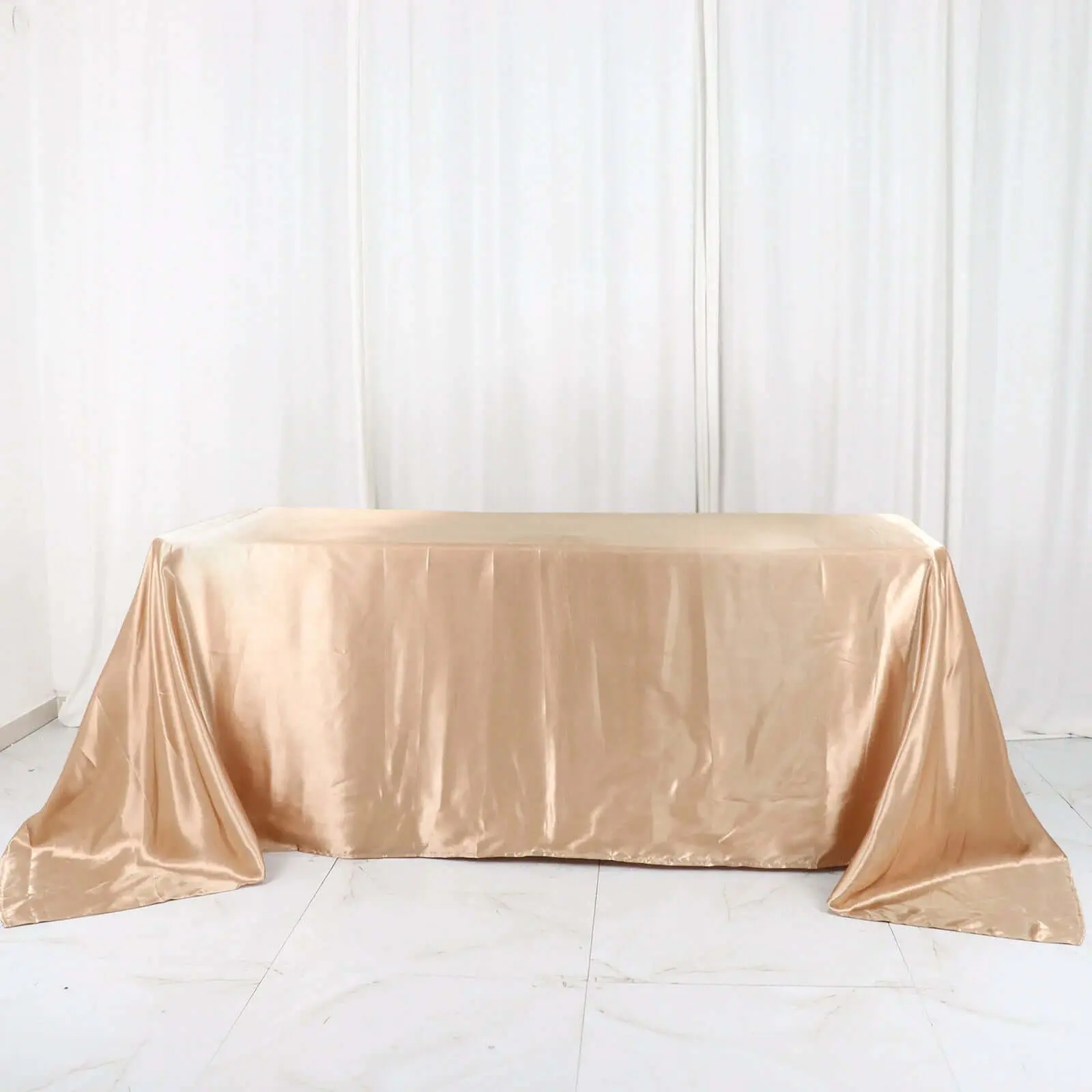 Nude Seamless Satin Rectangle Tablecloth (90"x132") - Household Kitchen Linen, Party Table Decor, Decorative for Anniversary, Birthday, Buffet Events, Gender Reveal