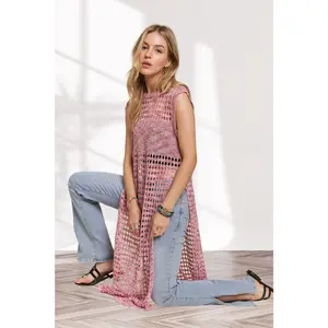 ADORA Multi Color Crochet Tunic Top