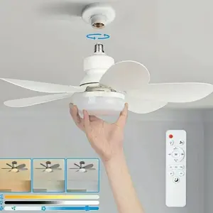 Modern E27 Screw Base Ceiling Fan Light, Quiet Wind Design, Atmosphere Lighting, Ideal for Living Room Dining Bedroom, Energy Efficient F Rating