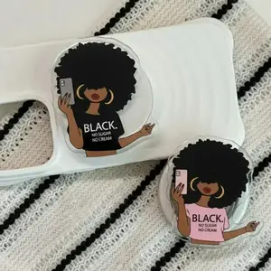 Slay Black Girl Phone Grip, Black No Sugar No Cream Pop Socket, Gift For Her, Phone Accessory, Kindle Holder,