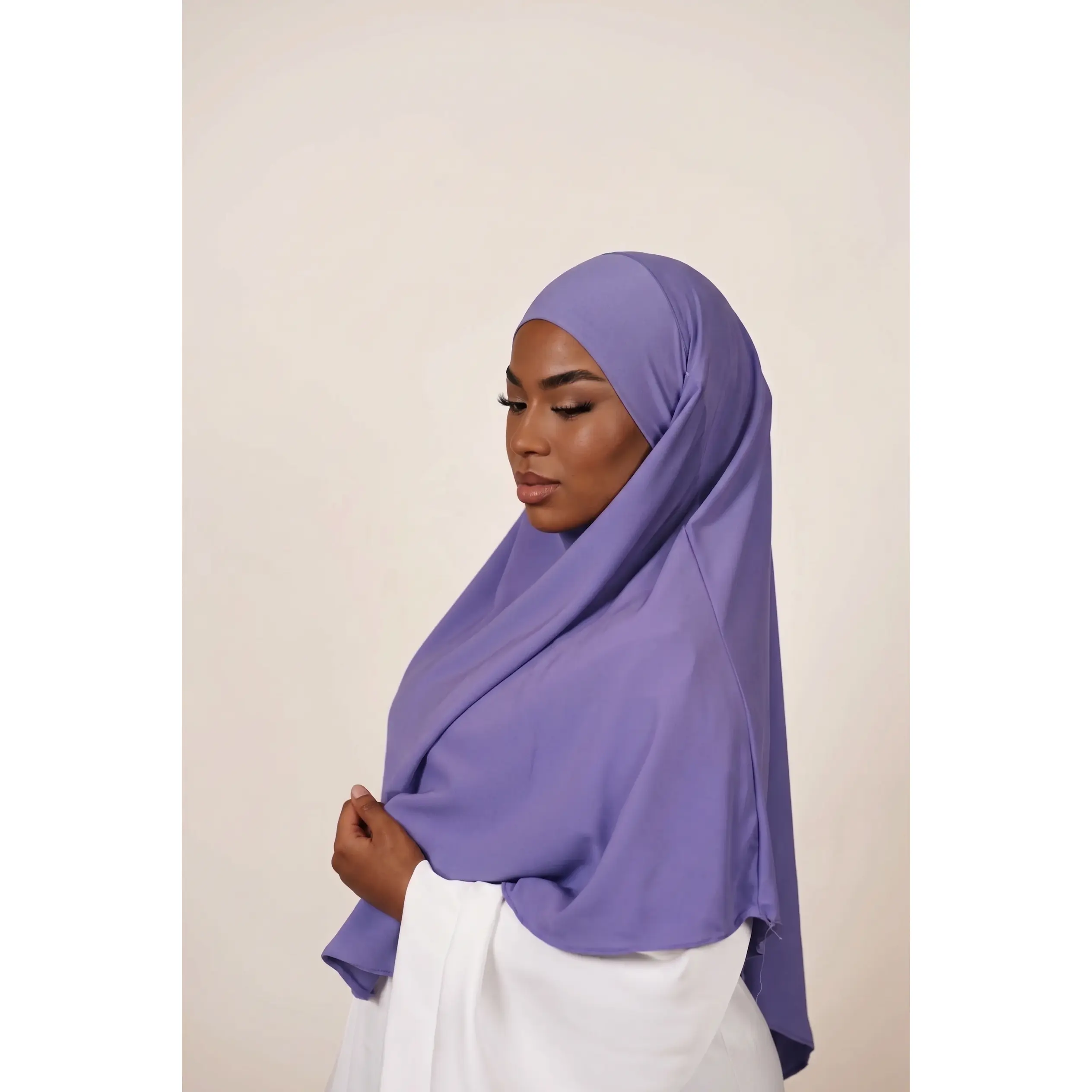 Violet Aura Luxury Crystal Hemp Khimar